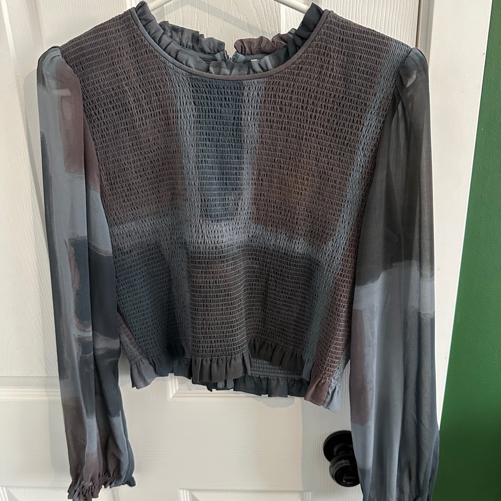 Wilfred Charcoal Smocked Blouse